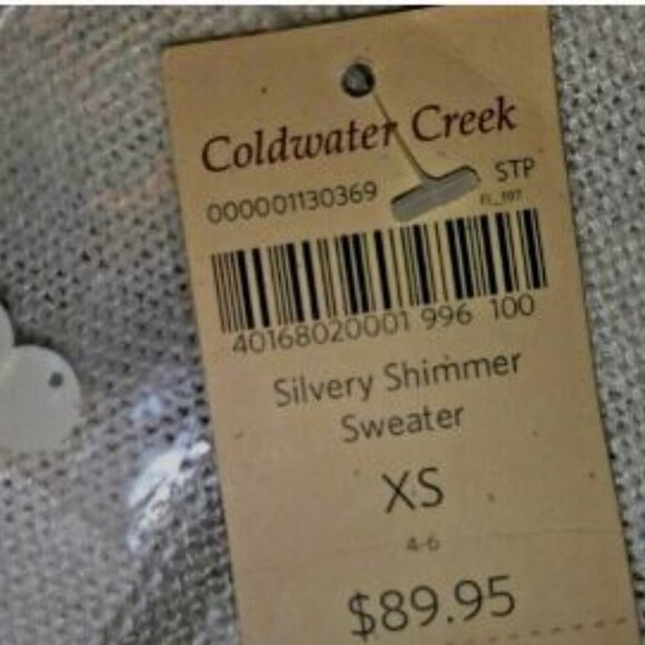 NWT COLDWATER CREEK sweater top silver sequins gray stripes LINEN BLEND - Picture 8 of 8